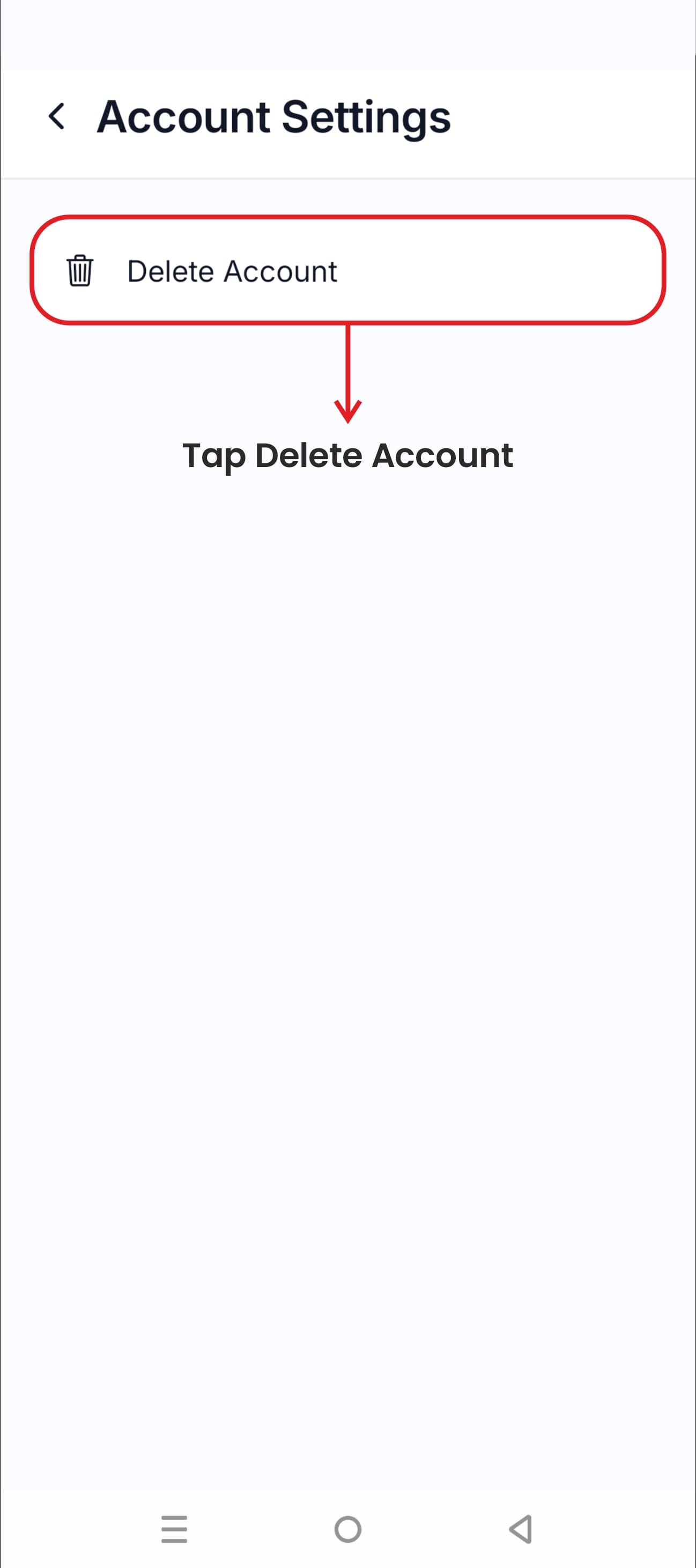 Tap Delete Account — India IPO App