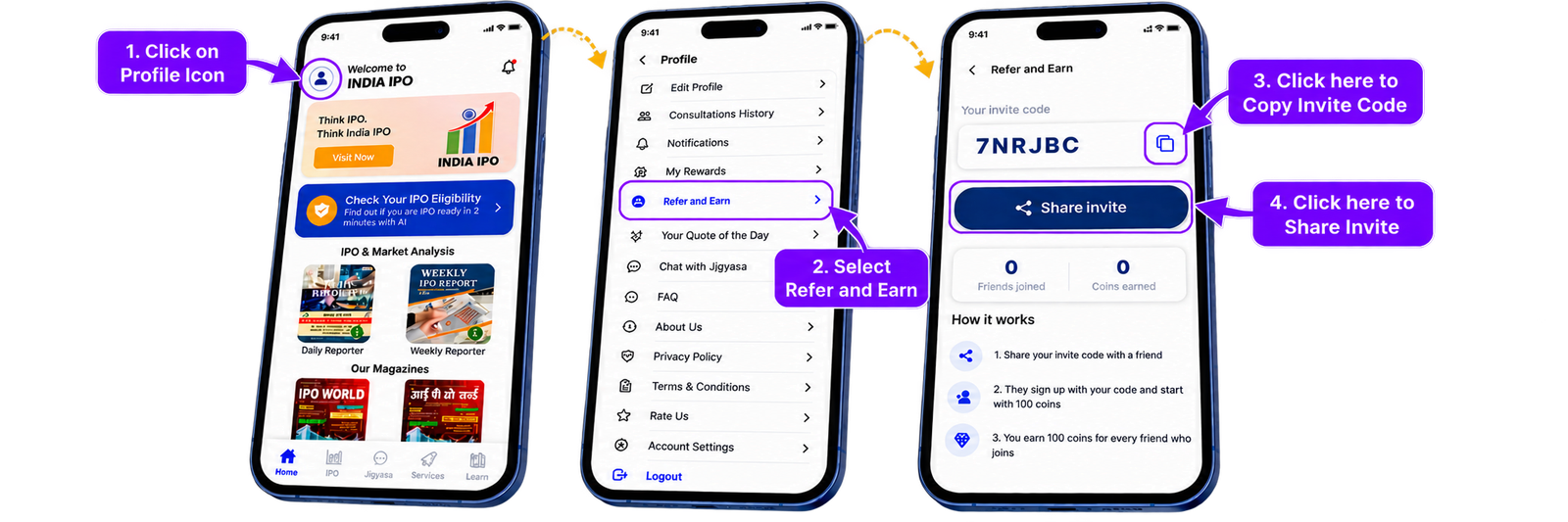 India IPO App Screenshots Flow